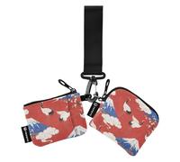 Bianco Giapponese Gru Monte Fuji Portafogli Da Donna Custodie Carino Moda Cerniera Moneta Portafoglio con Portachiavi per Uso Quotidiano 2 Pz Mujer para