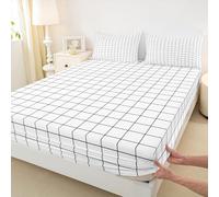 Bianco Gingham Plaid Incasso Lamiera M Dimensioni Griglia Checkered Copripiumino 2pcs Stile Semplice Biancheria Da Letto Set Per Bambini