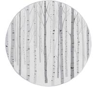 Bianco Grigio Tappeto Rotondo Lavabile in Lavatrice, Semplice Schizzo Tronco D'Albero Stampa Tappetino Rotondo Morbido Antiscivolo - Diametro 180 cm per Soggiorno Cameretta Bambini Decorazione