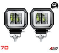 Bianco Halo LED Lavoro Luci X2 7D Lente Quadrato Angel Eyes Nebbia DRL Luce SUV