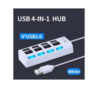 (Bianco) Hub USB 2.0 a 4 porte Hub one drag con quattro splitter Plug and Play Mini hub con presa piccola/splitter