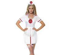 Bianco Infermiera Set Cappello Giarrettiera Grembiule Da Sexy Accessorio Vestito