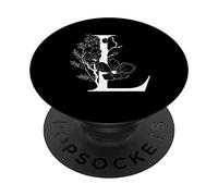 Bianco Inglese Lettera L Monogramma Iniziale Nero PopSockets PopGrip Adesivo