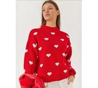 Bianco Lucci Pullover rosso fuoco / bianco Donna - Abbigliamento - Pullover e cardigan - Maglioni - Pullover in maglia fine Bianco Lucci S-L