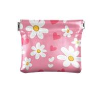 Bianco Margherite e Cuori Rosa Moda Donna In Pelle Coin Purse Unico Mini Portafoglio Della Borsa per le Donne monedas para carro