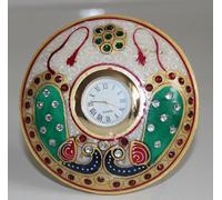 Bianco Marmo 7.6cm Tavolo Orologio Fatti a Mano Indiano Fiori Arte Casa , Regalo