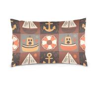 Bianco Marrone Navi e Ancore Standard/Queen Size interessanti federe tutte le federe in cotone Regali per le Donne Uomini funda para almohada 50,8x76,2 cm Set di 2