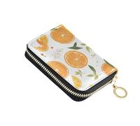 Bianco Minimalista Frutti Arance cuoio titolare della carta portafoglio Con 9 slot per carte RFID Blocco mens titolare della carta con cerniera