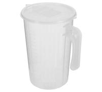 Bianco Misurino Graduato in Plastica 2000ml Coperchio | Lettura Facile, Leggero e Facile da Pulire, per Cucina e Viaggio, Adatto a Famiglie