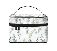 Bianco Naturale Verde Ramoscello Grande Capacità Portatile Impermeabile Cosmetic Bag 23x17x16cm per Viaggi Sport All'aria Aperta Regalo Compagno di Matrimonio, Nero , Taglia unica