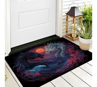 Bianco Nero Drago Yin-Yang Della Nebbia Delle Nuvole Tappeto Per Corridoio,80X120Cm Pelo Basso Morbido E Antiscivolo Tappeto Da Bagno Con Stampe Animali Fantastici Per Cucina Camera Da Letto Ingresso