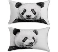 Bianco Nero Federe Cuscini Divano 40x65cm Set di 2 Velluto Copricuscini Divano Panda Copri Cuscino Letto per Cuscino da Esterno Impermeabile Cuscini Decorativi con Zip Nascosta per Arredo u-18253