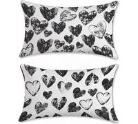 Bianco Nero Federe Cuscini Divano 50x90cm Set di 2 Lino Copricuscini Divano Cuore Copri Cuscino Letto per Cuscino da Esterno Impermeabile Cuscini Decorativi Grandi con Zip Nascosta per Arredo u-18743