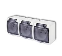 BIANCO NT 3X PRESA Z/U CON SPORTELLO FUMO IP54 JUNIOR GHE-3d