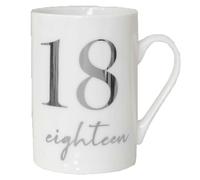 Bianco Osso Cina Tazza Con Lamina D'Argento Numero - Scelta Età Compleanno