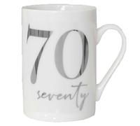 Bianco Osso Cina Tazza Con Lamina D'Argento Numero - Scelta Età Compleanno