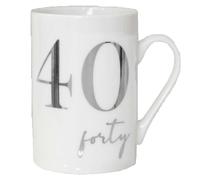 Bianco Osso Cina Tazza Con Lamina D'Argento Numero - Scelta Età Compleanno