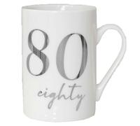 Bianco Osso Cina Tazza Con Lamina D'Argento Numero - Scelta Età Compleanno