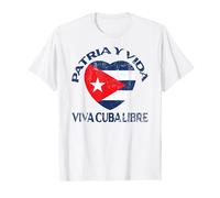 Bianco Patria Y Vida Viva Cuba Libre Maglietta