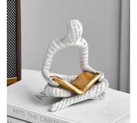 Bianco Pensatore Lettura Sculture per Home Decor, Moderno Mensola Arredamento Accenti Statue astratte Libreria Decorazione, Figure in resina per Soggiorno Ufficio Tavolino Decorazioni, Regali per le