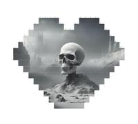 Bianco Punk Skul Stampa Art Mattone Puzzle a forma di cuore Blocchi di costruzione fai da te Set 3D Puzzle Home Decor 53 pezzi