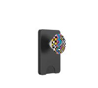 Bianco Retro 80s 90s Checker Wave Flow Pattern PopSockets PopWallet per MagSafe
