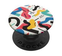 Bianco Retro 80s 90s Flow Line Pattern PopSockets PopGrip Adesivo