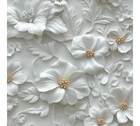Bianco Rilievo Fiori Carta da Parati Rimovibile Effetto 3D Autoadesiva Impermeabile Ispessita Opaco Pellicola Adesivo Mobilia Decorativo Rullo Sticker per Cucina Camera da Letto Bagno 0.4x10 m