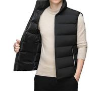 Bianco senza maniche piumino jacketrr per gli uomini Sciolto caldo trapuntato gilet per gli uomini Daily casual sport uomo jacketrr, Nero, XXL