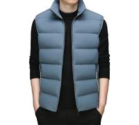 Bianco senza maniche piumino jacketrr per gli uomini Sciolto caldo trapuntato gilet per gli uomini Daily casual sport uomo jacketrr, Blu, Large