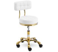 Bianco Sgabello con schienale - 47 - 61 cm - 150 kg - Bianco, oro | physa