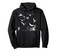 Bianco, Silhouette, di, Uno, stormo, di, gabbiani, sopra, Acqua Felpa con Cappuccio