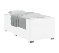 Bianco Single Bed Frame with Mattress 90x190cm Upholstered Fabric Platform Bed with Fixed Slats Medium Firm Pocket Spring Mattress Modern Bedroom Furniture Easy Assembly 140kg Weight Capacity