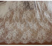 Bianco Spento Chantilly Sposa Pizzo Tessuto Costume Vestito Matrimonio Velo
