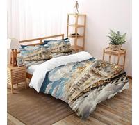 Bianco splendido treno Stampa 3D Means of Transportation Set Copertura Piumino 3 Pezzi Microfibra Resistente Alle Rughe 2 Cuscini Cerniera Chiusa Super King(260x220cm) Per Adulti, Donne E Bambini