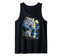 Bianco Stile Tigre Moonlit Montagna Wilderness Art Canotta