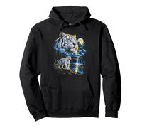 Bianco Stile Tigre Moonlit Montagna Wilderness Art Felpa con Cappuccio