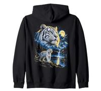 Bianco Stile Tigre Moonlit Montagna Wilderness Art Felpa con Cappuccio