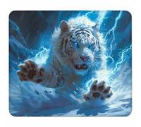 Bianco Tappetino Mouse Piccolo 340x280mm, Tappetini Mouse Gaming Tigre, Mousepad Impermeabile e Antiscivolo, con Bordo Cucito, Pratica e Facile da Pulire, Ufficio, Laptop, PC, Regalo Uomo L-8641