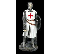 Bianco Templari Figura Con Scudo E Spada - Medioevo Guerriero Dekostatue