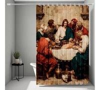 Bianco Tenda Doccia HD Stampa 90x200cm, Impermeabile Tenda Doccia L'Ultima Cena Shower Curtain con 12 Anelli, Orlo Ponderato Durevole e Lavabile Shower Curtain per Bagno, Vasca, Dormitorio -ly250724K