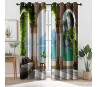 Bianco Tende Opache per Camera, Morbido Isolamento Termico Tenda Natura Paesaggio Thailandese Tema - 75 L x 166 A cm (2 Pannelli) Tende Oscuranti con Occhielli per Interni