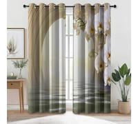 Bianco Tende Opache per Camera, Morbido Isolamento Termico Tenda Paesaggio Fantasy Fiori Tunnel Circolare Tema - 117 L x 183 A cm (2 Pannelli) Tende Oscuranti con Occhielli per Interni