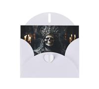 Bianco Vacanza saluto assegno carta vuota e perla bella nota vuota blocco VVXBHGR Skeleton Man con Crown Pattern