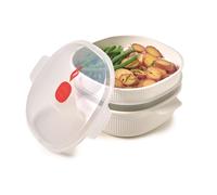 Bianco Vaporiera per Microonde con 2 Vassoi 4 LT Colore Linea Tempozero BPA Free