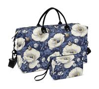 Bianco Vintage Flower Bee Articolo Personale Borsa Da Viaggio Carry On Tote Bag Gym Bag con Cinghia Regolabile per Aereo Viaggiare Multifunzionale bolsas para