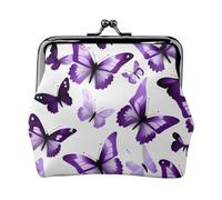 Bianco Viola Farfalle Stampa Squisito Bacio Blocco Portafoglio Compatto Versatile Donna Portamonete Piccolo Sacchetto Della Chiusura Lamp