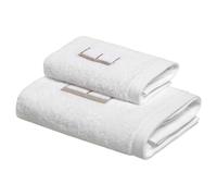 BIANCOPERLA Coppia Asciugamani da Bagno 1+1 Viso e Ospite con Iniziale Ricamata (Lettera E)