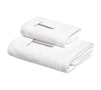 BIANCOPERLA Coppia Asciugamani da Bagno 1+1 Viso e Ospite con Iniziale Ricamata (Lettera T)