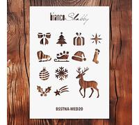 biancoShabby® Stencil Natale RIUTILIZZABILE Made in Italy - Stencil Professionale per Decorazioni Natalizie, Mobili e Pareti - Decorazioni 011 Medium